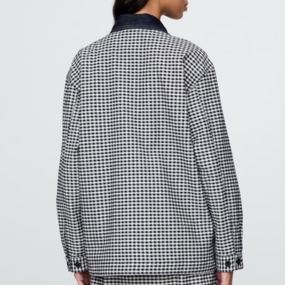 Chic Black and White Checkered Jean Jacket - Picture 4 of 8